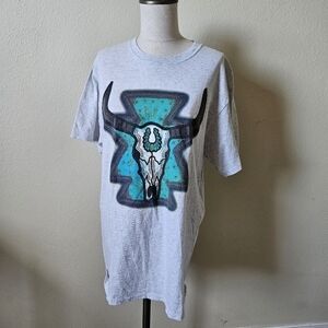 Source Unknown Gray and Blue Short Sleeve Tee
